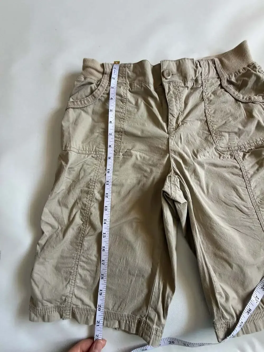 Style & Co Khaki Cargo Bermuda Shorts Womens Size 10 Cotton Casual Y2K